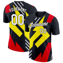 Load image into Gallery viewer, Custom Black Light Yellow-Fire Red 3D Esports Performance T-Shirt