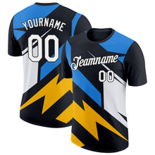 Load image into Gallery viewer, Custom Black Powder Blue-Gold 3D Esports Performance T-Shirt