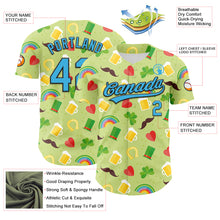 Load image into Gallery viewer, Custom Green Sky Blue-Black 3D St. Patrick's Day Shamrock Beer Authentic Baseball Jersey