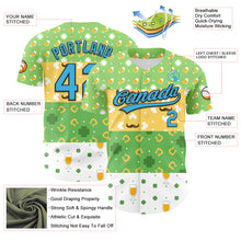 Load image into Gallery viewer, Custom Green Sky Blue Light Yellow-Black 3D St. Patrick's Day Shamrock Beer Authentic Baseball Jersey