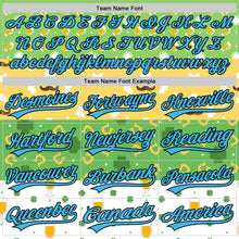 Load image into Gallery viewer, Custom Green Sky Blue Light Yellow-Black 3D St. Patrick's Day Shamrock Beer Authentic Baseball Jersey