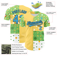 Load image into Gallery viewer, Custom Green Sky Blue Light Yellow-Black 3D St. Patrick's Day Shamrock Beer Authentic Baseball Jersey