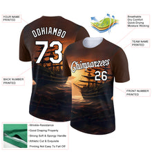 Load image into Gallery viewer, Custom Brown White-Black 3D Pattern Design Sailing Ship Columbus Day Performance T-Shirt