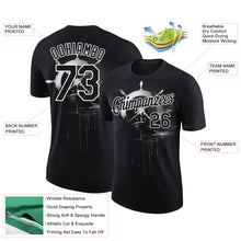 Load image into Gallery viewer, Custom Black White 3D Pattern Design Sailing Ship Wheel Columbus Day Performance T-Shirt