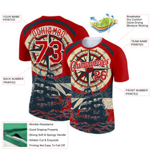 Load image into Gallery viewer, Custom Red White 3D Pattern Design Sailing Ship Compass Columbus Day Performance T-Shirt
