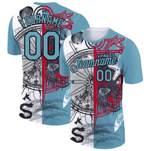 Load image into Gallery viewer, Custom Shadow Blue Black 3D Pattern Design Sailing Compass Columbus Day Performance T-Shirt