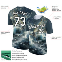 Load image into Gallery viewer, Custom Navy White-Black 3D Pattern Design Sailing Ship Columbus Day Performance T-Shirt