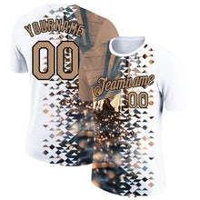 Load image into Gallery viewer, Custom White Old Gold-Black 3D Pattern Design Sailing Ship Columbus Day Performance T-Shirt