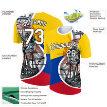 Load image into Gallery viewer, Custom Gold Royal Red-Black 3D Pattern Design Sailing Ship Columbus Day Colombian Flag Performance T-Shirt