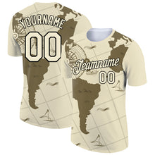 Load image into Gallery viewer, Custom City Cream Black 3D Pattern Design Sailing Ship Compass Columbus Day Performance T-Shirt