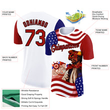 Load image into Gallery viewer, Custom White Red-Black 3D Pattern Design Sailing Ship Wheel Columbus Day American Flag Performance T-Shirt