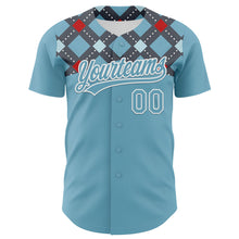 Load image into Gallery viewer, Custom Shadow Blue White 3D Pattern Design Father's Day Mustache Authentic Baseball Jersey