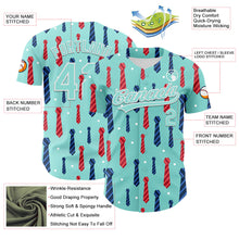 Load image into Gallery viewer, Custom Ice Blue White 3D Pattern Design Father's Day Tie Authentic Baseball Jersey