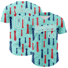 Load image into Gallery viewer, Custom Ice Blue White 3D Pattern Design Father's Day Tie Authentic Baseball Jersey
