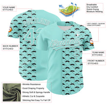 Load image into Gallery viewer, Custom Ice Blue White 3D Pattern Design Father's Day Mustache Authentic Baseball Jersey