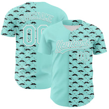 Load image into Gallery viewer, Custom Ice Blue White 3D Pattern Design Father's Day Mustache Authentic Baseball Jersey