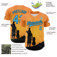 Load image into Gallery viewer, Custom Bay Orange Sky Blue-Black 3D Pattern Design Father's Day Family Love Authentic Baseball Jersey