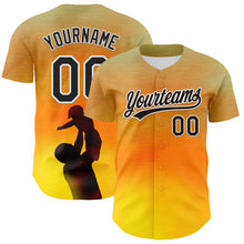 Load image into Gallery viewer, Custom Old Gold Black-White 3D Pattern Design Father's Day Family Love Authentic Baseball Jersey