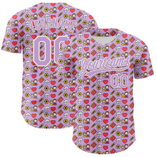 Load image into Gallery viewer, Custom Light Purple White 3D Pattern Design Father's Day Family Love Authentic Baseball Jersey