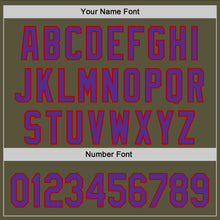 Load image into Gallery viewer, Custom Olive Purple-Red 3D Pattern Design Father's Day Top Dad Authentic Salute To Service Baseball Jersey