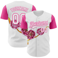 Load image into Gallery viewer, Custom White Pink 3D Pattern Design Mother's Day Flower Authentic Baseball Jersey