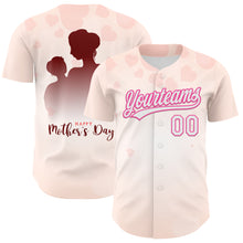 Load image into Gallery viewer, Custom Cream White-Pink 3D Pattern Design Mother's Day Family Love Authentic Baseball Jersey
