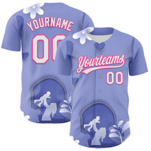Load image into Gallery viewer, Custom Light Purple White-Pink 3D Pattern Design Mother's Day Family Love Authentic Baseball Jersey