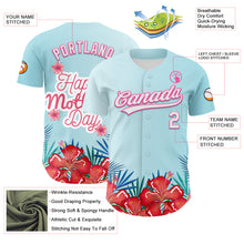 Load image into Gallery viewer, Custom Ice Blue White-Pink 3D Pattern Design Mother's Day Flower Authentic Baseball Jersey