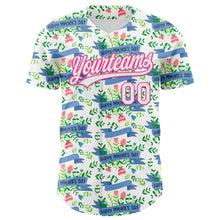 Load image into Gallery viewer, Custom White Pink 3D Pattern Design Mother's Day Flower Authentic Baseball Jersey