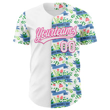 Load image into Gallery viewer, Custom White Pink 3D Pattern Design Mother's Day Flower Authentic Baseball Jersey
