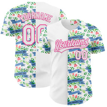 Load image into Gallery viewer, Custom White Pink 3D Pattern Design Mother's Day Flower Authentic Baseball Jersey