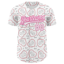 Load image into Gallery viewer, Custom White Pink 3D Pattern Design Mother's Day Love Authentic Baseball Jersey
