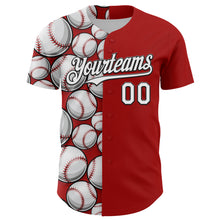 Load image into Gallery viewer, Custom Red White-Black Comic Doodle Ballgame 3D Pattern Design Authentic Baseball Jersey