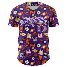 Load image into Gallery viewer, Custom Purple White Comic Doodle Ballgame 3D Pattern Design Authentic Baseball Jersey