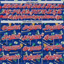 Load image into Gallery viewer, Custom Royal Red-White Comic Doodle Ballgame 3D Pattern Design Authentic Baseball Jersey