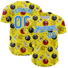 Load image into Gallery viewer, Custom Light Yellow Electric Blue-White Comic Doodle Ballgame 3D Pattern Design Authentic Baseball Jersey
