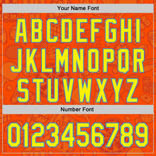 Load image into Gallery viewer, Custom Orange Light Yellow-Electric Blue Comic Doodle Ballgame 3D Pattern Design Authentic Baseball Jersey