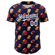 Load image into Gallery viewer, Custom Navy White Comic Doodle Ballgame 3D Pattern Design Authentic Baseball Jersey