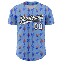 Load image into Gallery viewer, Custom Light Blue White-Black 3D Hawaii Tropical Palm Tree And Cactus Authentic Baseball Jersey
