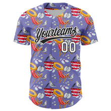 Load image into Gallery viewer, Custom Light Purple White-Black 3D Hawaii Beach Seabird Authentic Baseball Jersey