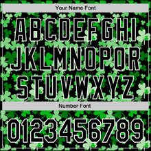 Load image into Gallery viewer, Custom Black White 3D St. Patrick's Day Shamrock Authentic Baseball Jersey