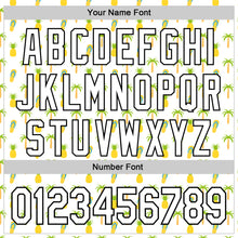 Load image into Gallery viewer, Custom White Black 3D Hawaii Tropical Palm Tree And Fruit Pineapple Authentic Baseball Jersey