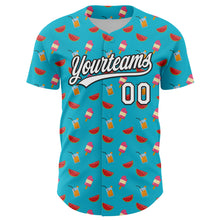 Load image into Gallery viewer, Custom Lakes Blue White-Black 3D Hawaii Fruit Watermelon And Ice Cream Authentic Baseball Jersey