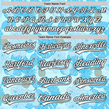 Load image into Gallery viewer, Custom Ice Blue White-Black 3D Hawaii Tropical Palm Leaves And Fruit Pineapple Authentic Baseball Jersey