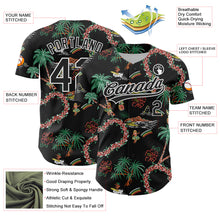 Load image into Gallery viewer, Custom Black White 3D Hawai Island Tropical Palm Tree And Flower Authentic Baseball Jersey