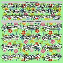 Load image into Gallery viewer, Custom Pea Green White-Black 3D Hawai Tropical Palm Tree And Flower Authentic Baseball Jersey