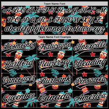 Load image into Gallery viewer, Custom Black White 3D Hawai Tropical Palm Tree Flower And Tiki Mask Authentic Baseball Jersey