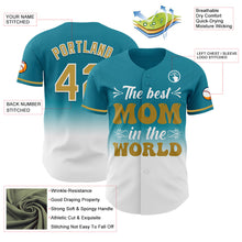 Load image into Gallery viewer, Custom Teal Old Gold-White 3D Pattern Design Gradient Mother's Day Authentic Baseball Jersey