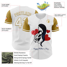Load image into Gallery viewer, Custom White Old Gold 3D Pattern Design Mother's Day Family Love Authentic Baseball Jersey