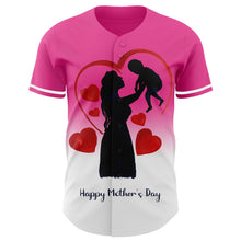 Load image into Gallery viewer, Custom Pink White 3D Pattern Design Gradient Mother's Day Family Love Authentic Baseball Jersey
